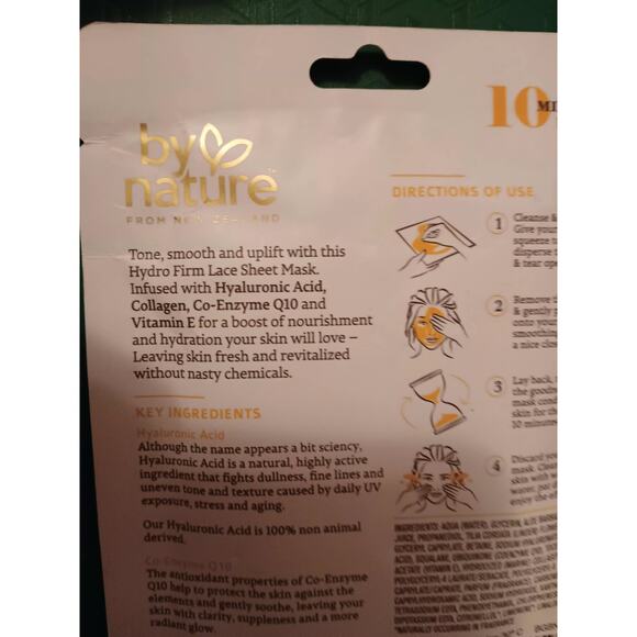 By nature from New Zealand, Hydro Firm Lace mask, collagen shot, Hyaluronic Acid - Picture 4 of 5